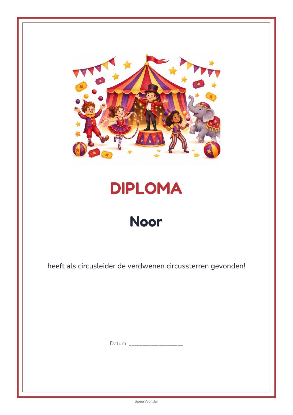 Diploma uit het Circus-pakket