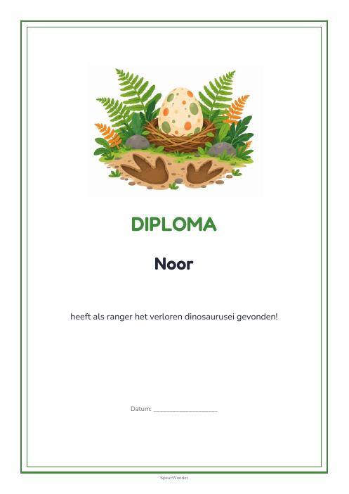 Diploma uit het Dinosaurussen-pakket