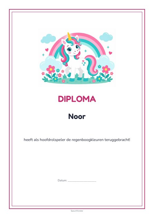 Diploma uit het Eenhoorns-pakket