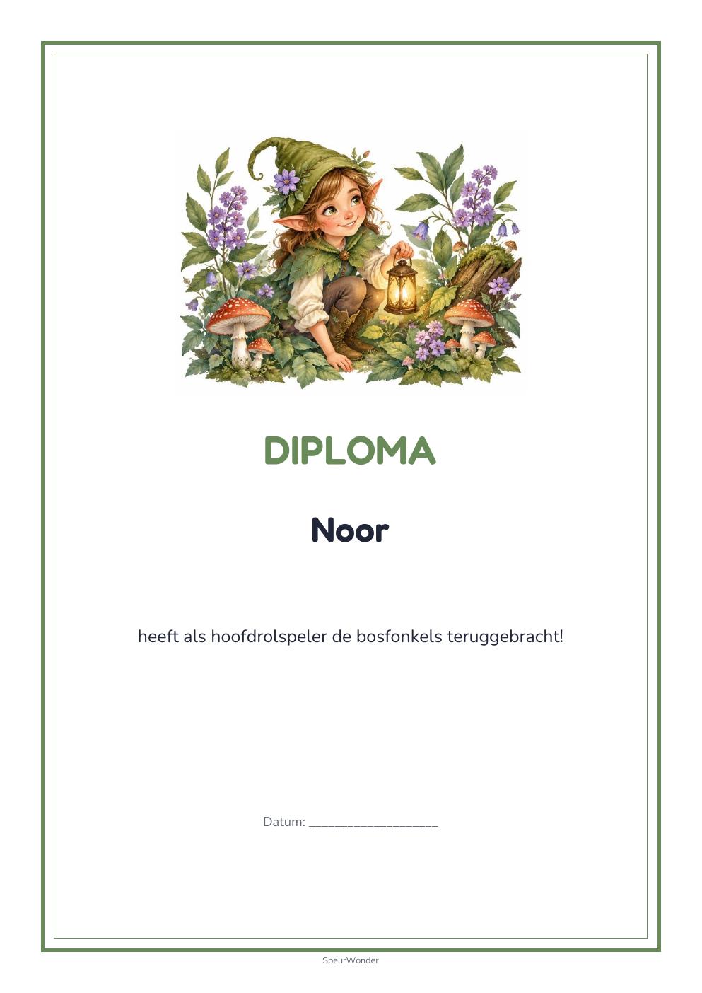 Diploma uit het Elfenbos-pakket
