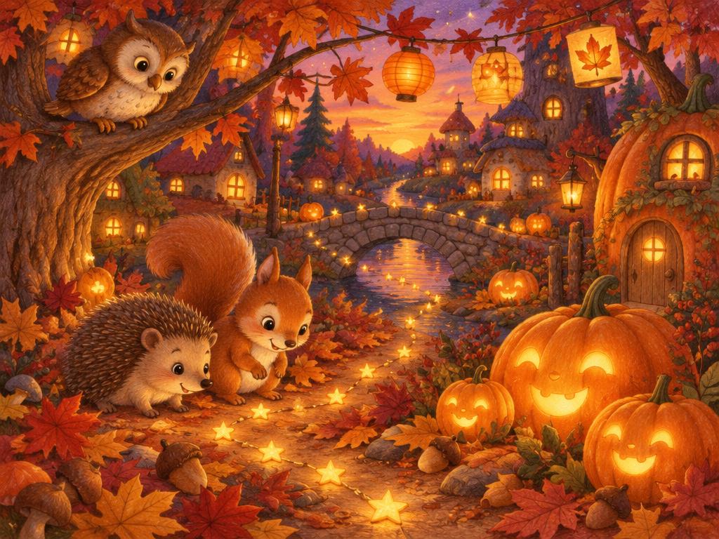 Illustratie Halloween: Pompoenlichtjes