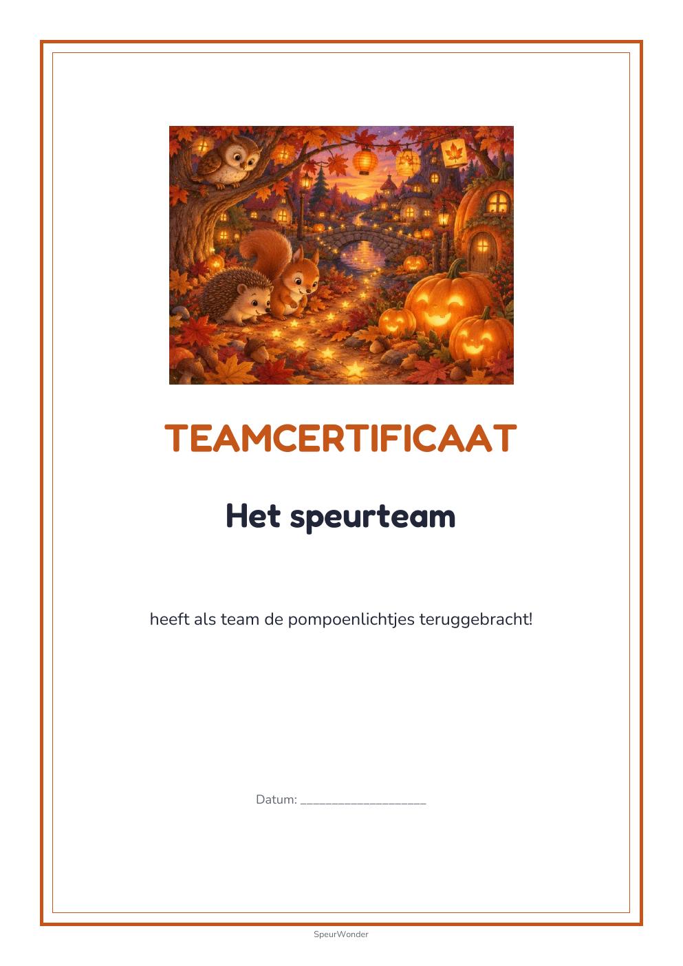 Diploma uit het Halloween: Pompoenlichtjes-pakket
