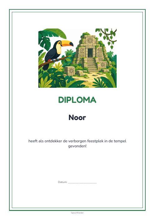 Diploma uit het Jungle-pakket