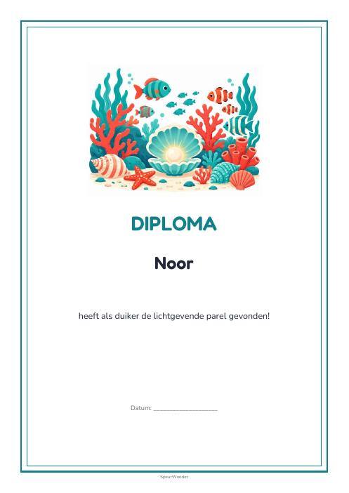 Diploma uit het Onderwaterwereld-pakket