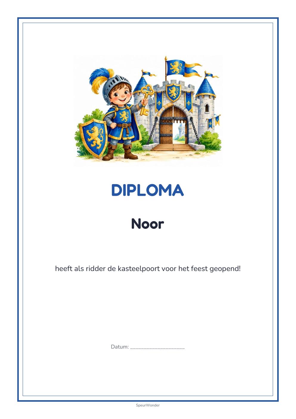Diploma uit het Ridders-pakket