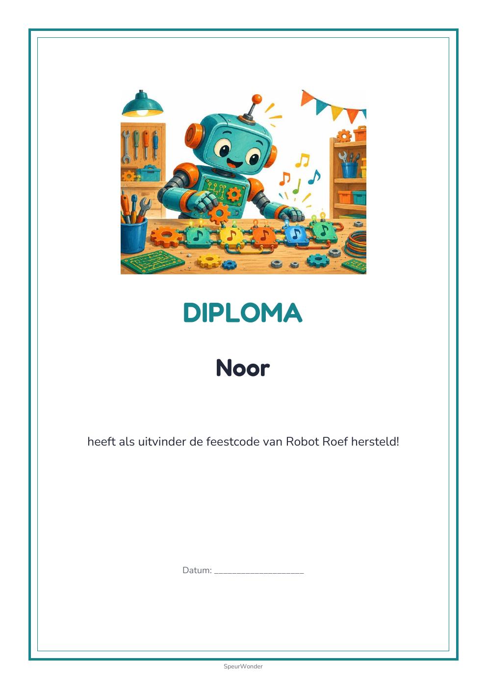 Diploma uit het Robots-pakket
