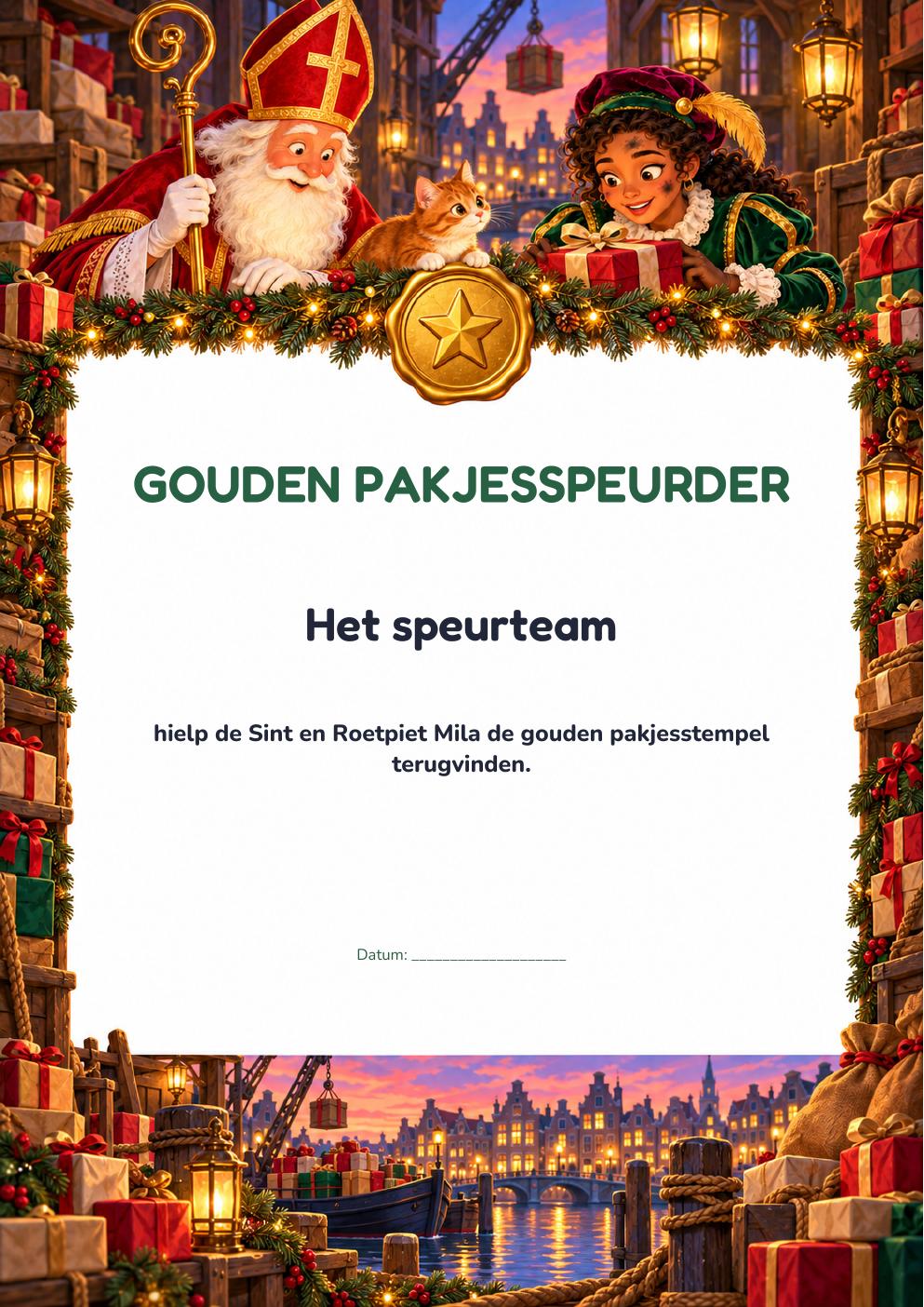 Diploma uit het Sinterklaas: Gouden Pakjesstempel-pakket