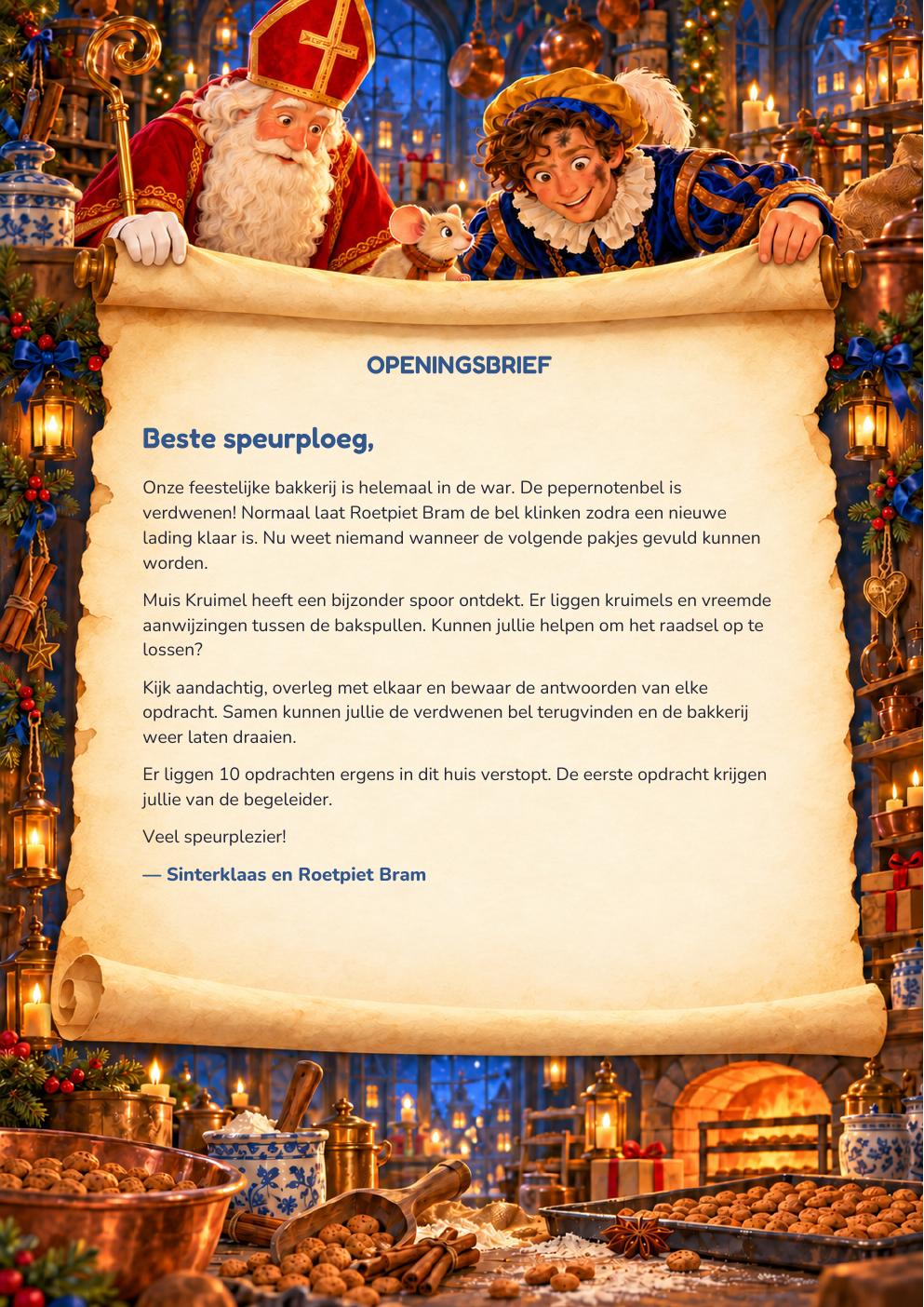 Openingsbrief uit het Sinterklaas: Pepernotenbel-pakket