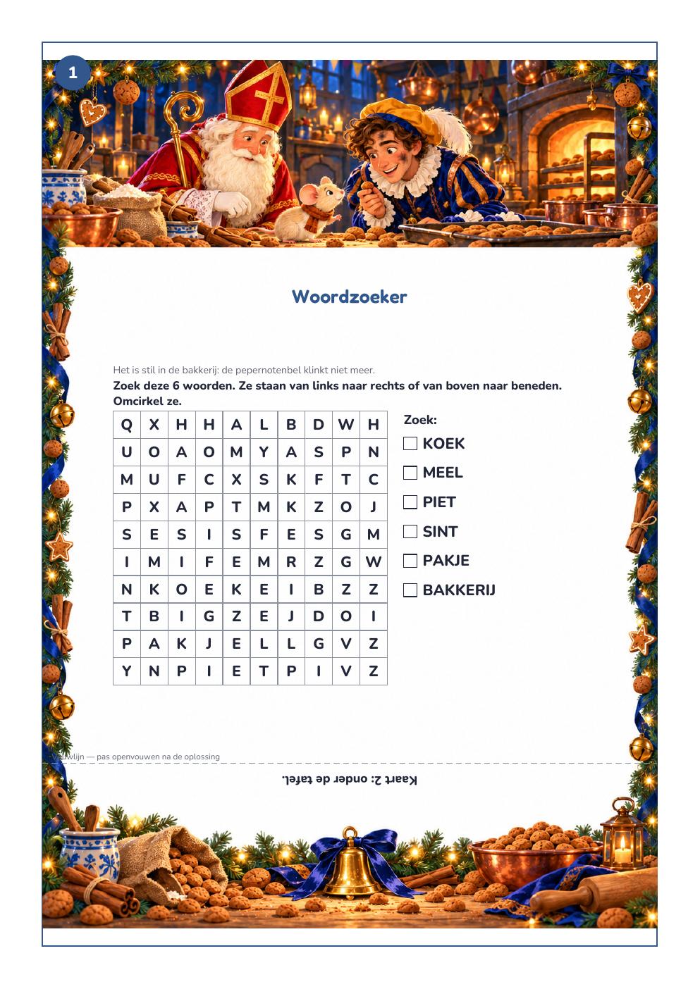Opdrachtkaart uit het Sinterklaas: Pepernotenbel-pakket