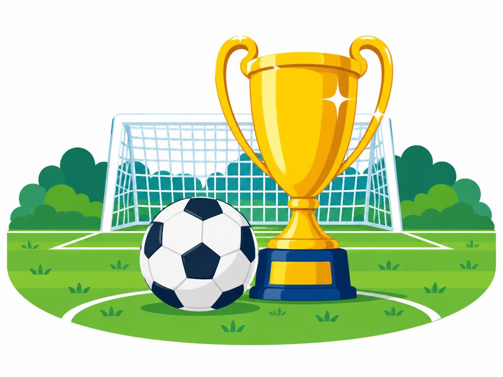 Illustratie Voetbal: bal, veld, beker